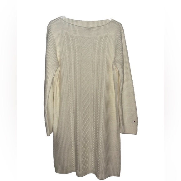 Tommy Hilfiger Long Sleeved Cable Knit Sweater Dress in Off White, Size L - Picture 3 of 8